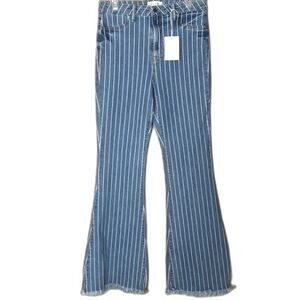 Cello striped high rise skinny flare denim belll bottom jeans size 31